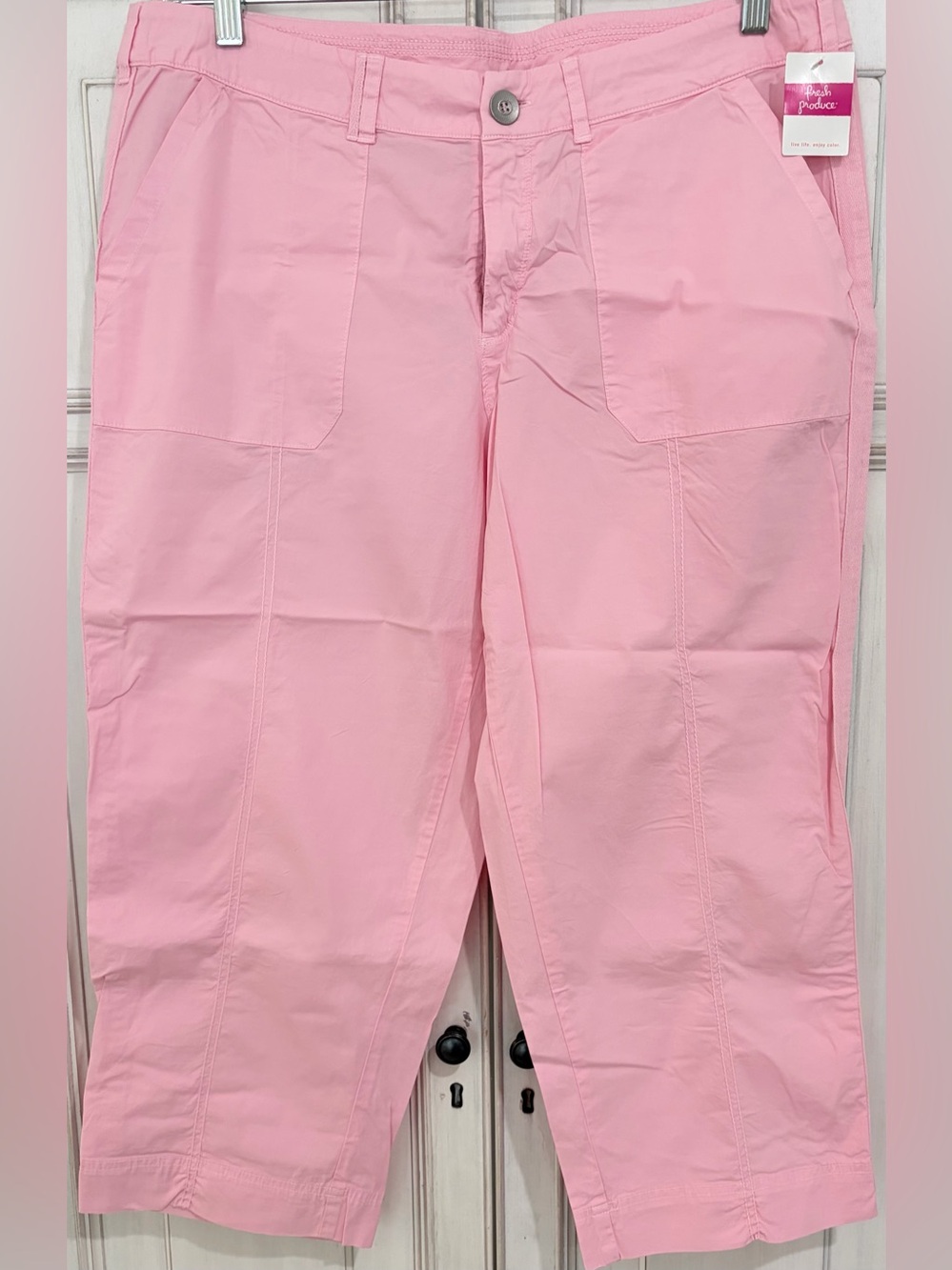 NWT SZ XL fresh produce Pink Cotton-Blend Capri Pants